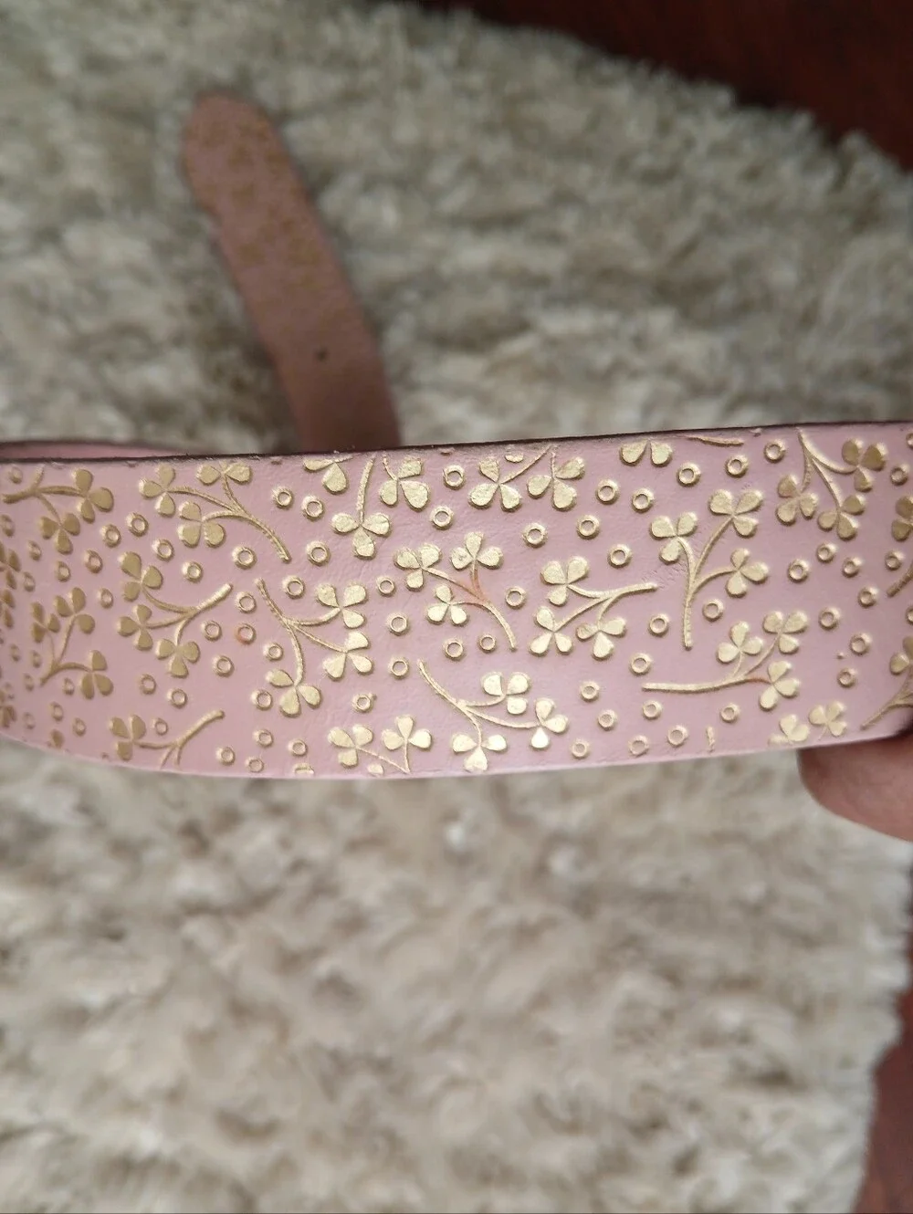 💎 GAP Women's Belt Pink Floral Embossed Leather